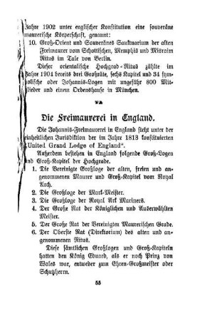 Die Freimaurerei in England