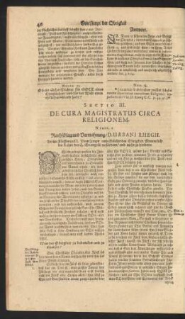 Sectio III. De Cura Magistratus Circa Religionem.