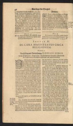 Sectio III. De Cura Magistratus Circa Religionem.