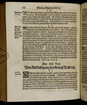 Der XXI. Titul. Von Ankündigung des Kriegs Rechtens.