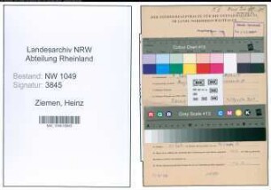 Entnazifizierung Heinz Ziemen , geb. 07.01.1912 (Baecker)