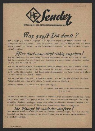 'HF-Sender' [Flugblatt], Januar 1955