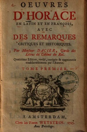 Oeuvres d'Horace : en latin et en français, 1