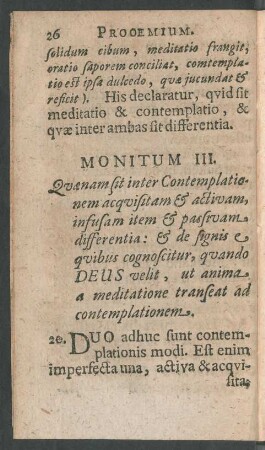 Monitum III. Quaenam sit inter Contemplationem acquisitam ...