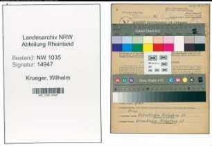 Entnazifizierung Wilhelm Krueger , geb. 20.03.1901 (Schlosser)