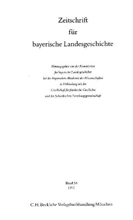 Zeitschrift für bayerische Landesgeschichte : ZBLG. 54, 54. 1991