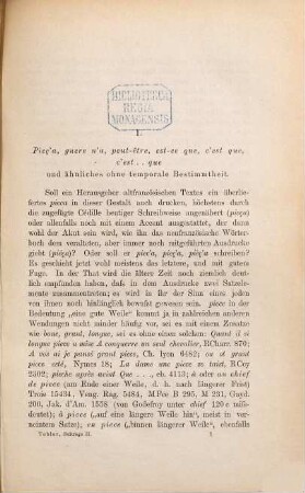 Vermischte Beiträge zur französischen Grammatik, II