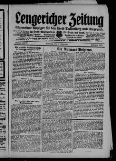 Lengericher Zeitung : allgemeiner Anzeiger für den Kreis Tecklenburg und Umgegend : Amtsblatt für die Aemter Lengerich und Lienen in Westfalen : Haupt-Anzeigenblatt für Stadt und Land : Organ des Landratsamtes und Amtsgericht in Tecklenburg : unabhängige Tageszeitung für die Orte Lengerich, Hohne, Tecklenburg, Ladbergen, Lienen, Kattenvenne, Natrup-Hagen, Brochterbeck, Westerkappeln, Leeden und Ledde