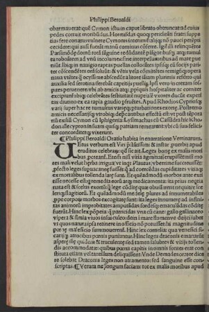 Philippi Beroaldi Oratio habita in enarratione Verrinarum.