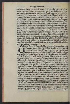 Philippi Beroaldi Oratio habita in enarratione Verrinarum.