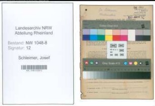 Entnazifizierung Josef Schleimer , geb. 22.10.1901 (Schlosser)