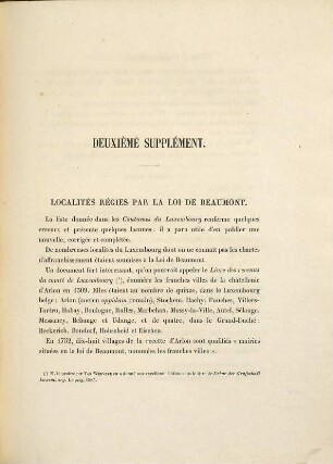 Coutumes des Pays, Duché de Luxembourg et comté de Chiny : 2. Supplément par Ch. Laurent