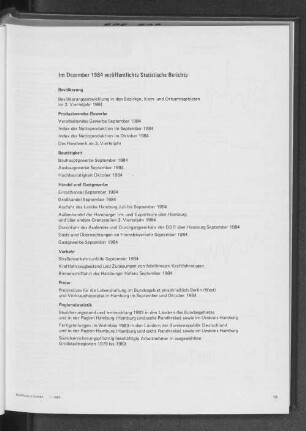 Im Dezember 1984 veröffentlichte Statistische Berichte