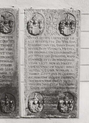 Grabplatte für Veronica Metzard (gest. 1637)