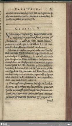 Quaestio XI. [An Lutherani abnegent Jesum esse perfectum Deum, verum hominem, & adorandum]