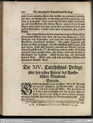 Die XIV. Catechismus-Predigt, über den ersten Articul des Apostolischen Glaubens