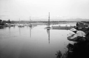 Breisach: Bau des Rhein-Kulturwehrs, Spundwände