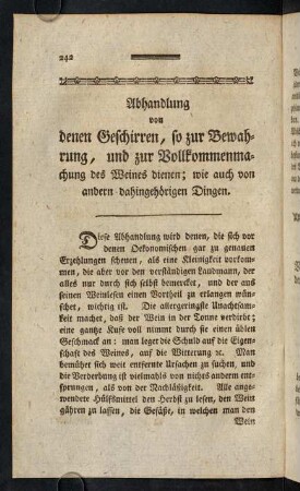 242-258, Abhandlung von denen Geschirren, so zur Bewahrung [...]