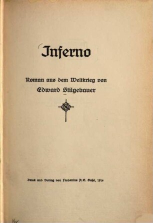 Inferno : Roman aus dem Weltkrieg