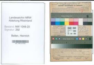 Entnazifizierung Heinrich Van Bellen , geb. 31.07.1912 (Haendler)