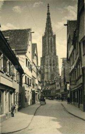 Ansicht aus Ulm, Walfischgasse mit Münster