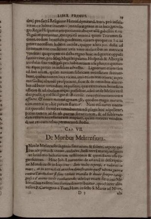 Cap. VII. De Moribus Melitensium