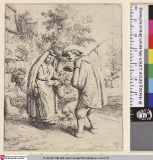 [Die Unterhaltung; Man and woman talking; L'homme conversant avec la femme]