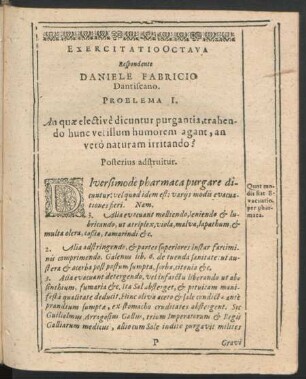 Exercitatio Octava. Respondente Daniele Fabricio