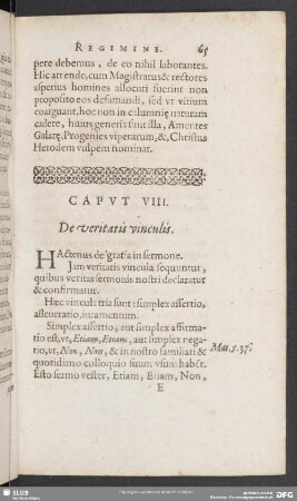 Caput VIII. De veritatis vinculis