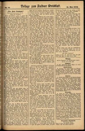Zweite Ausgabe vom Samstag, den 29. Mai 1886.