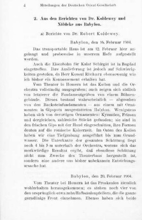 2.1 Berichte von Dr. Robert Koldewey
