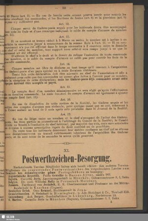 XI. Postwerthzeichen-Besorgung