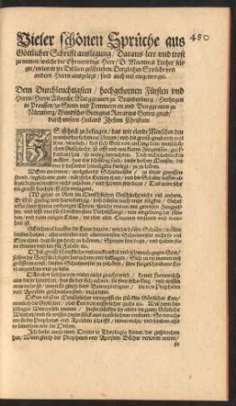 Vieler schönen Sprüche aus Göttlicher Schrifft auslegung/ Daraus lere und trost zu nemen/ welche der Ehrnwirdige Herr/ D. Martinus Luther seliger/ vielen in ire Biblien geschrieben ...
