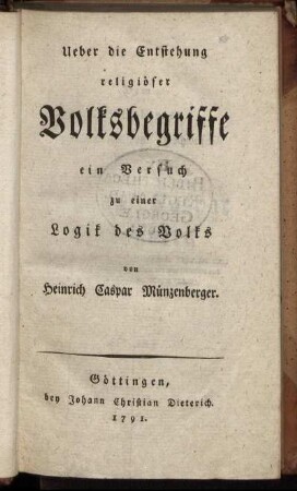 Ueber die Entstehung religiöser Volksbegriffe : ein Versuch zu einer Logik des Volks