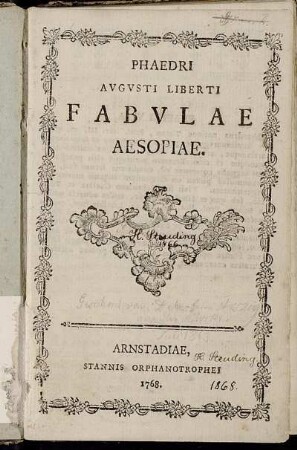 Phaedri Avgvsti Liberti Fabvlae Aesopiae