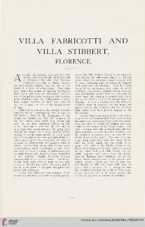 Villa Fabricotti and Villa Stibbert, Florence [Text und Tafeln]