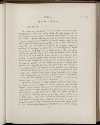 CCCIV. Peiresc à Rubens. Paris, 5 janvier 1623