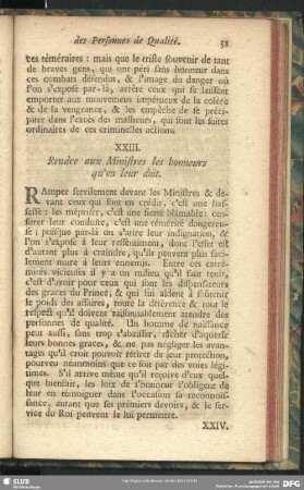 XXIII. Rendre aux Ministres des honneurs qu'on leur doit