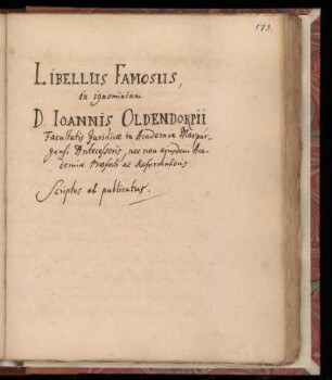 Libellus Famosus in ignominiam Ioannis Oldendorpii
