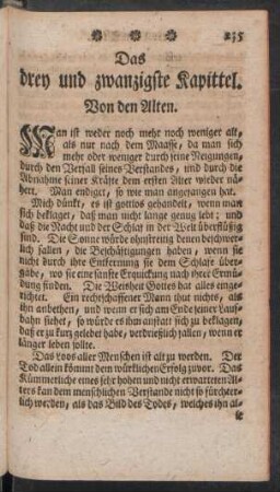Das drey und zwanzigste Kapittel. Von den Alten