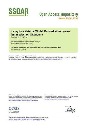 Living in a Material World: Entwurf einer queer-feministischen Ökonomie
