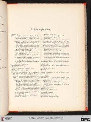 II: Geographisches