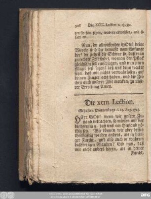 Die XCIII. Lection. Gehalten Donnerstags d. 23. Aug. 1725.