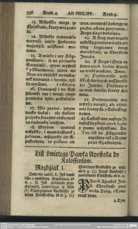 List swietego Pawła Apostoła do Kolossensow
