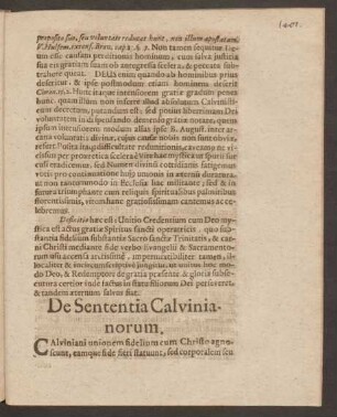 De Sententia Calvinianorum.