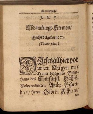 Abdanckungs Sermon/ [...]