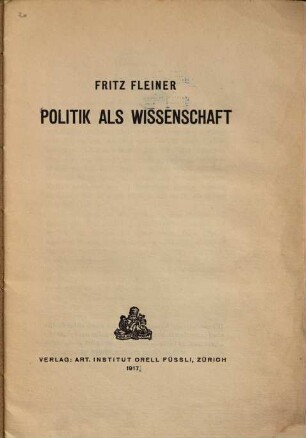 Politik als Wissenschaft