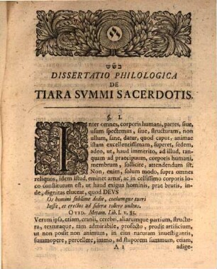 Diss. philol. de tiara summi sacerdotis