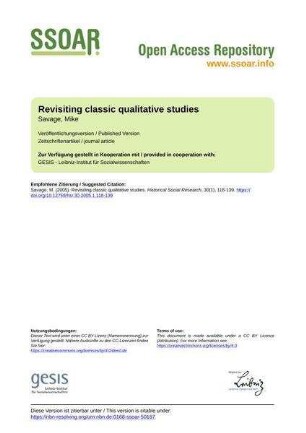 Revisiting classic qualitative studies