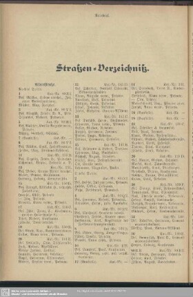 Häuserbuch : Straßen-Verzeichniß